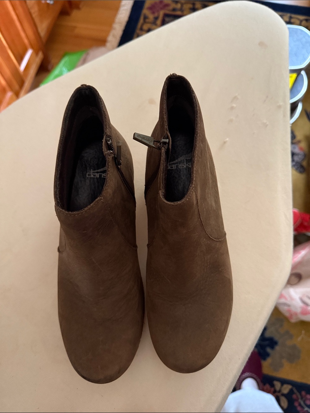 Dansko Brown Suede Side-Zip Ankle Booties
